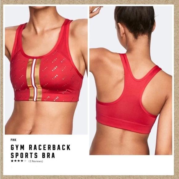 🆕PINK Victoria’s Secret Gym Racerback Sport Bra Red  XS 🆕 - Picture 1 of 5